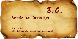 Beráts Orsolya névjegykártya